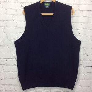 Byford Sweater Vest Men's Size L Navy Athleisure 100% Lambswool Pullover V Neck
